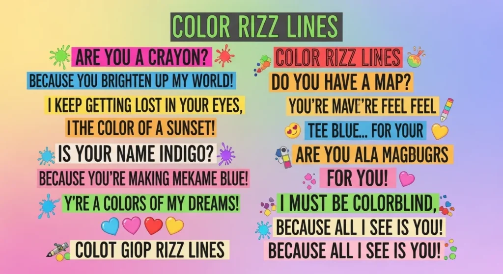 Funny and Cheesy Color Rizz Lines